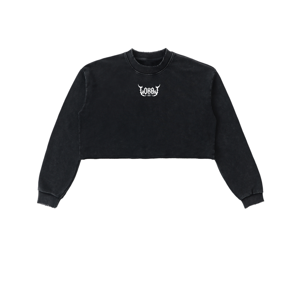 She Lokal Washed Raw Edge Cropped Sweatshirt