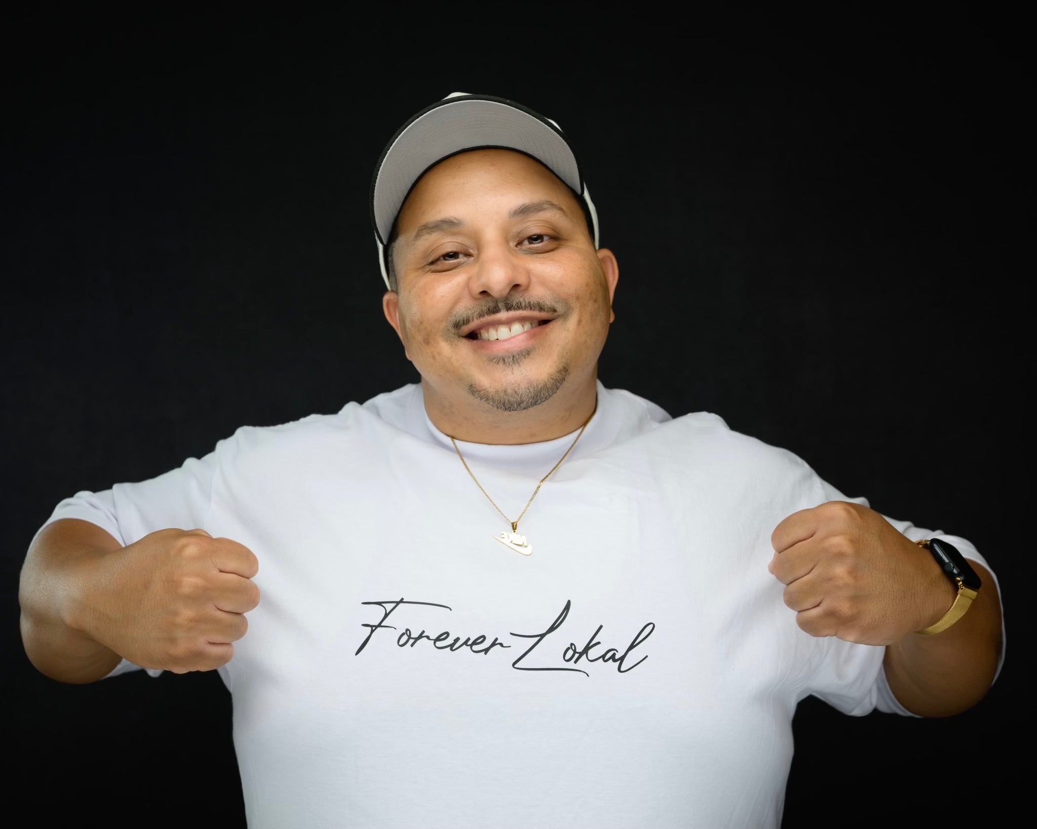 "Forever Lokal Signature" - White & Black Unisex Essential Heavyweight T-Shirt