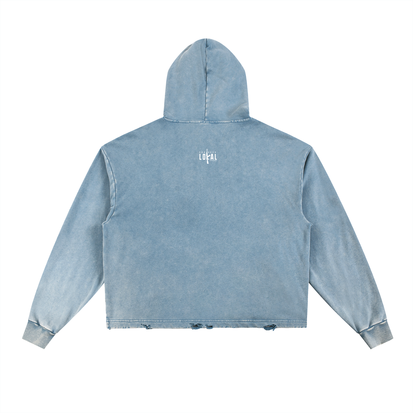Forever Lokal Signature - Vintage Washed Frayed-Hem Hoodie