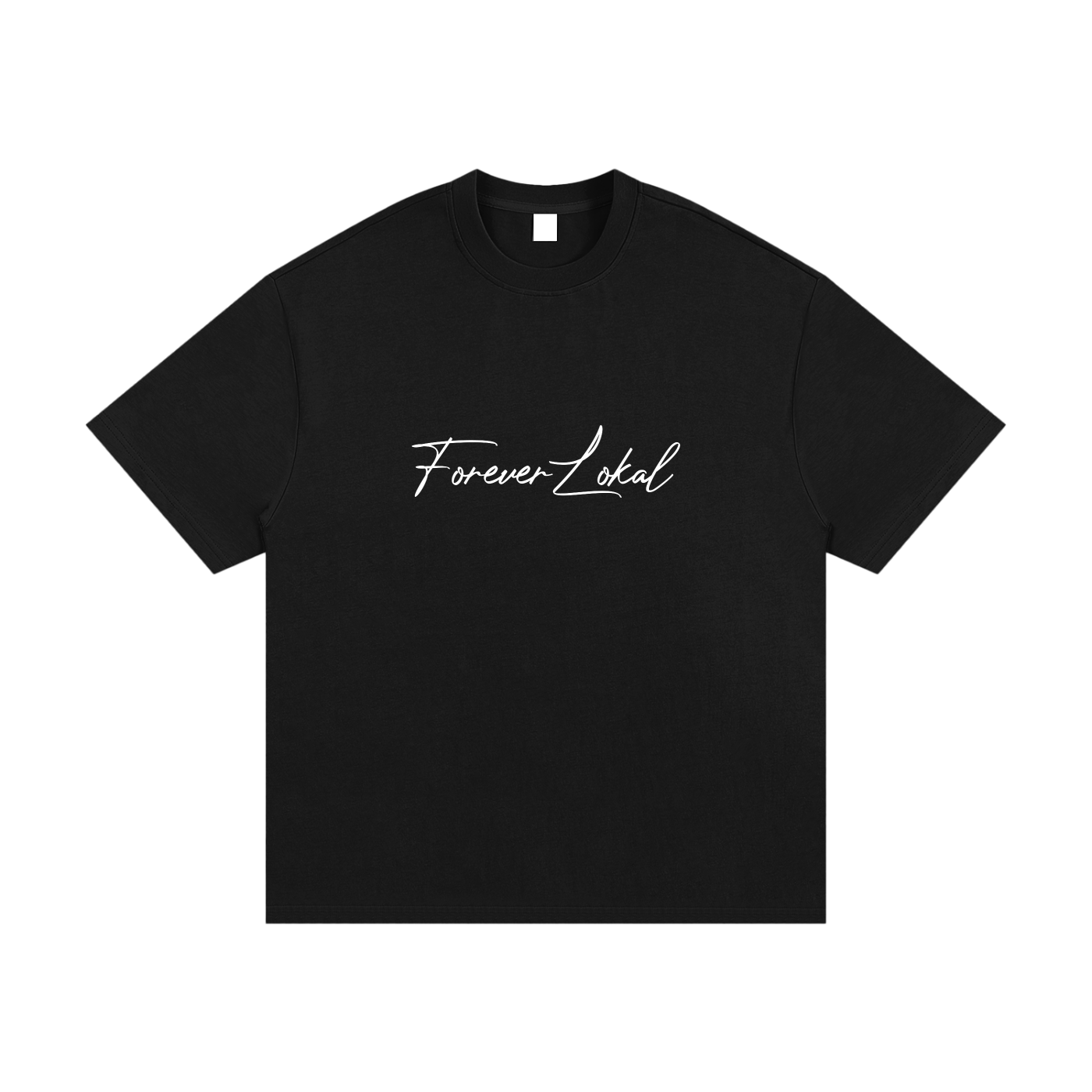 "Forever Lokal Signature" - Black & White Unisex Essential Heavyweight T-Shirt