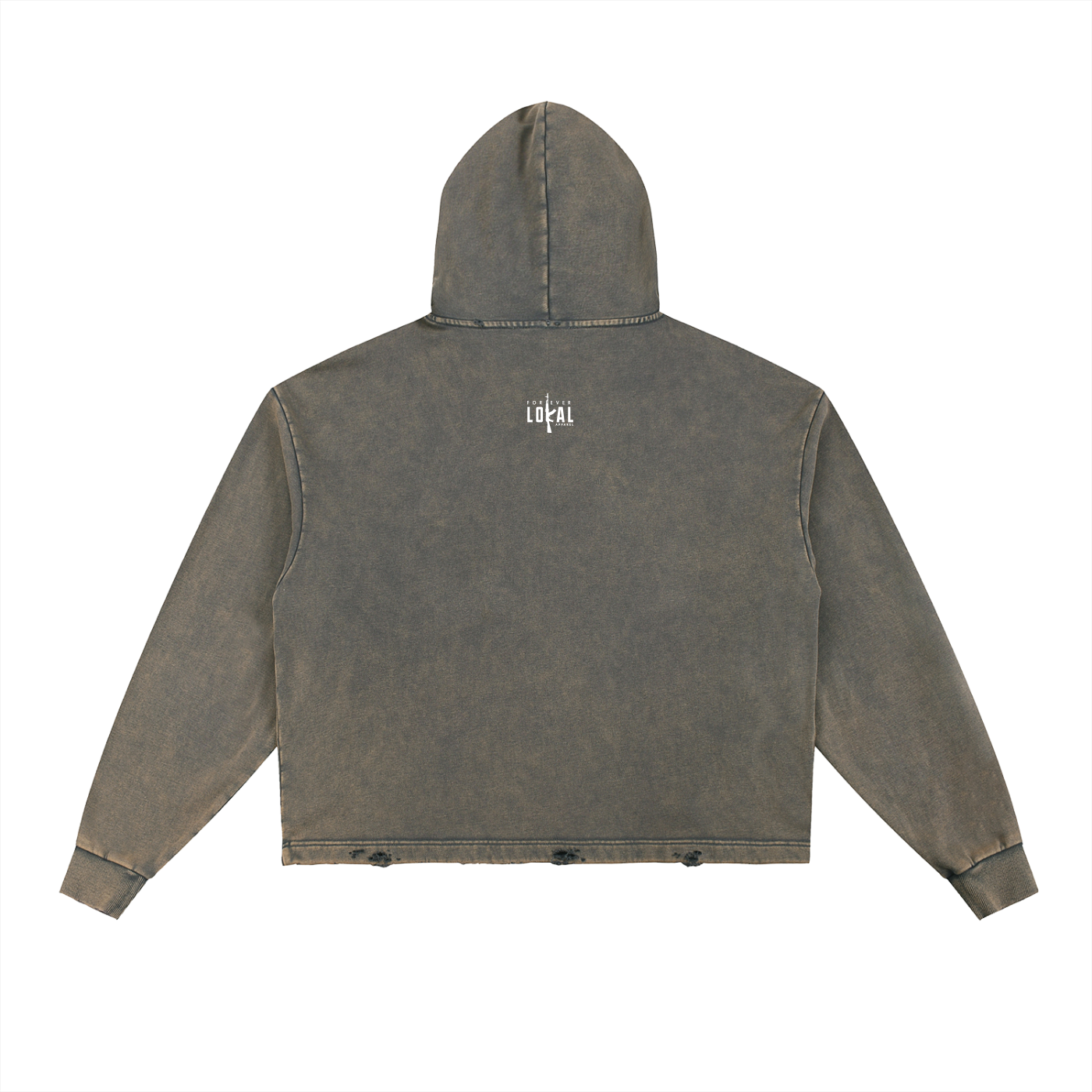 Forever Lokal Signature - Vintage Washed Frayed-Hem Hoodie
