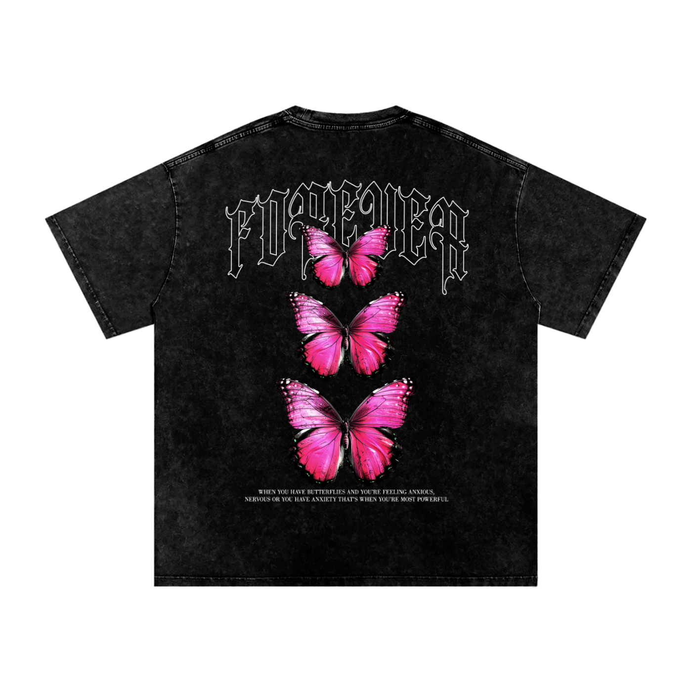 "Butterflies In Formation" Vintage Washed T-Shirt (Breast Cancer Awareness)